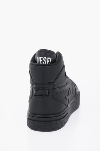 Solid Color Leather S-UKIYO High-Top Sneakers
