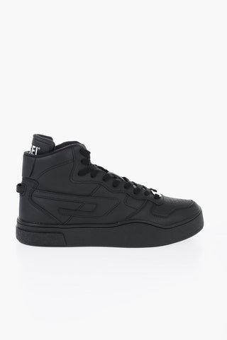 Solid Color Leather S-UKIYO High-Top Sneakers