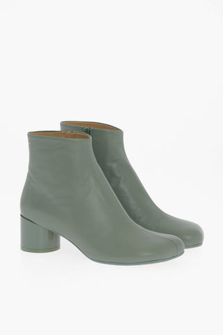 MM6 Leather Ankle Boots with Zip Closure Heel 5cm