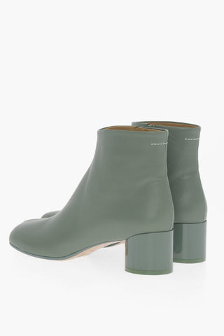MM6 Leather Ankle Boots with Zip Closure Heel 5cm