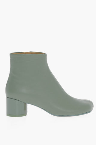MM6 Leather Ankle Boots with Zip Closure Heel 5cm
