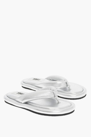 MM6 Laminated Faux Leather Flip Flop