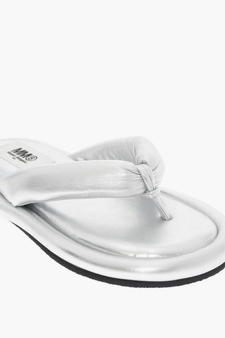 MM6 Laminated Faux Leather Flip Flop