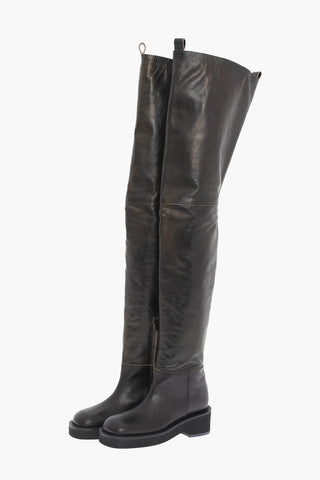 MM6 Textured Leather Maxi Boots 5cm
