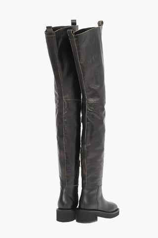 MM6 Textured Leather Maxi Boots 5cm
