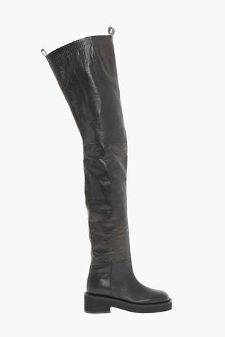 MM6 Textured Leather Maxi Boots 5cm