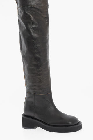MM6 Textured Leather Maxi Boots 5cm