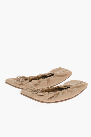 MM6 Square Toe Leather Ballet Flats