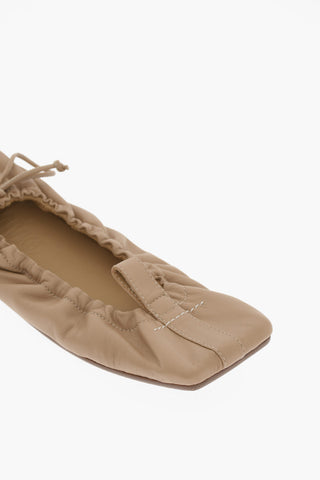 MM6 Square Toe Leather Ballet Flats
