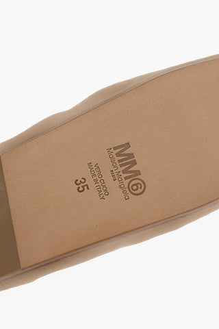 MM6 Square Toe Leather Ballet Flats