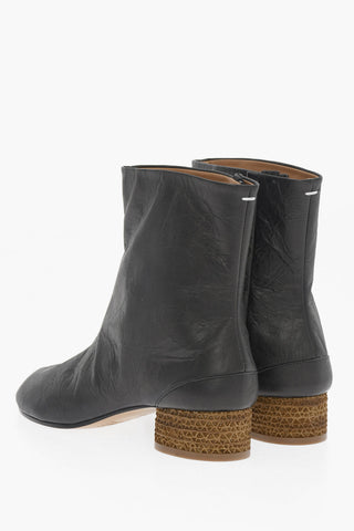MM22 Einfarbige Stiefeletten TABI mit Crinkle-Effekt und 3,5 cm Absatz