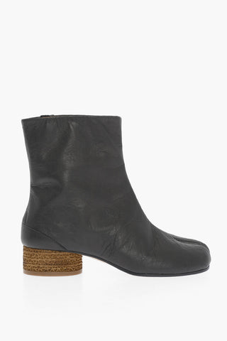 MM22 Einfarbige Stiefeletten TABI mit Crinkle-Effekt und 3,5 cm Absatz