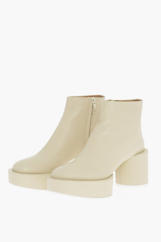 MM6 Saffiano Leather Ankle Boots with Plateau 8cm