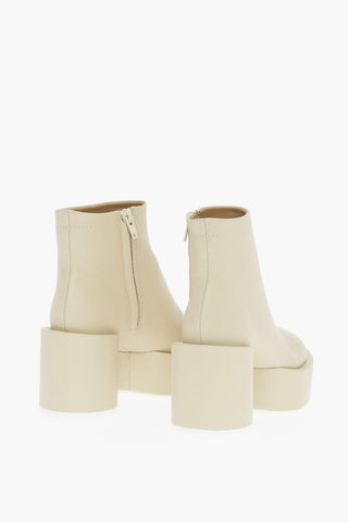 MM6 Saffiano Leather Ankle Boots with Plateau 8cm