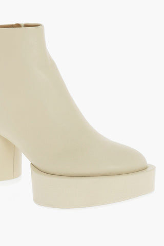 MM6 Saffiano Leather Ankle Boots with Plateau 8cm