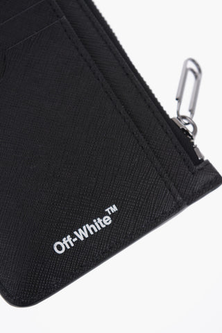 Striped Detail Leather Card Holder