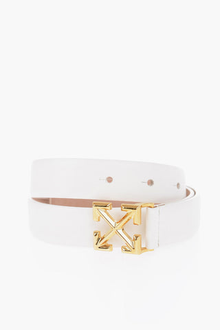 Solid Color Leather Belt with Golden Closure 25mm