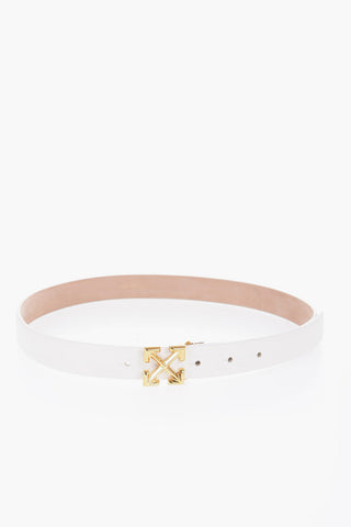 Solid Color Leather Belt with Golden Closure 25mm