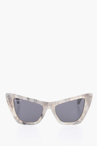 Cat-Eye-Sonnenbrille EDVARD Marmor-Effekt mit silbernem Logo