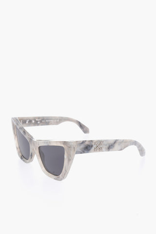 Cat-Eye-Sonnenbrille EDVARD Marmor-Effekt mit silbernem Logo