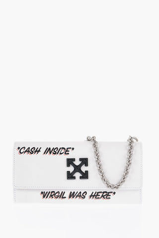 Embossed Logo Leather JITNEY Wallet with Chain
