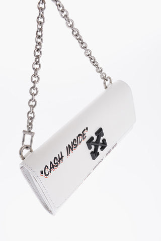 Embossed Logo Leather JITNEY Wallet with Chain