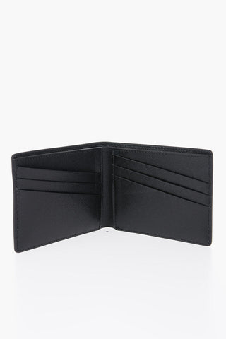 Saffiano Leather Wallet with Striped Detail