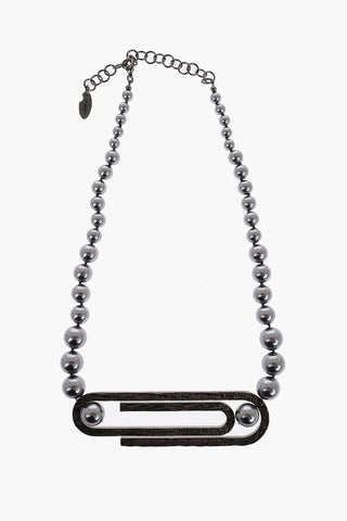 Bead Necklace with Maxi Paperclip