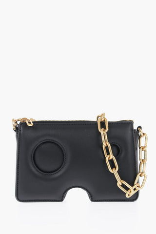 Leather Shoulder Bag with Golden Chain
