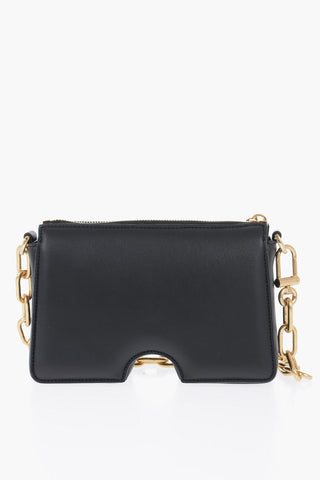 Leather Shoulder Bag with Golden Chain