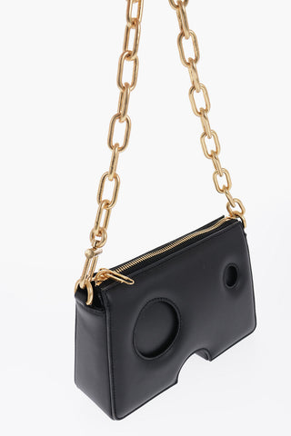 Leather Shoulder Bag with Golden Chain