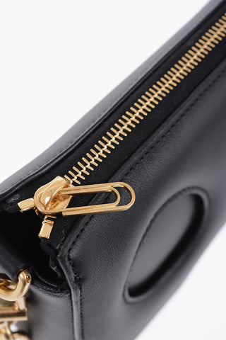 Leather Shoulder Bag with Golden Chain