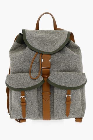 MM11 Cotton Backpack with Leather Trim