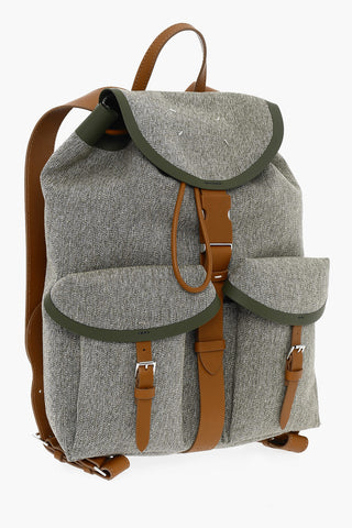 MM11 Cotton Backpack with Leather Trim