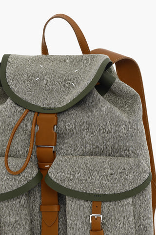 MM11 Cotton Backpack with Leather Trim