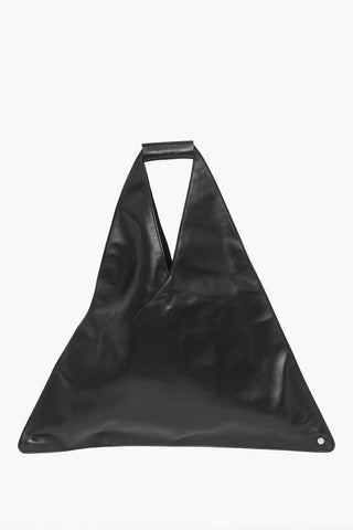 MM6 Solid Color Leather Shoulder Bag