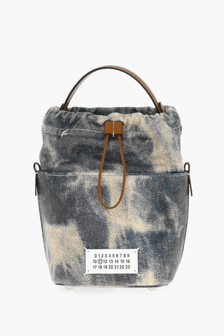 MM11 Acid Wash Effect Leather Bucket Bag