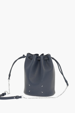 MM11 Leather Bucket Bag with Silver-Tone Chain