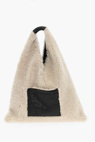 MM6 Textured Leather JAPANESE Bag With Shearling Inner