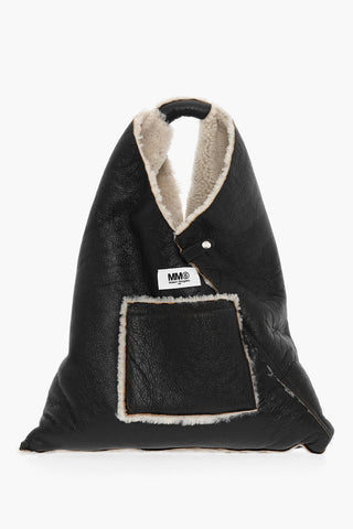 MM6 Textured Leather JAPANESE Bag With Shearling Inner