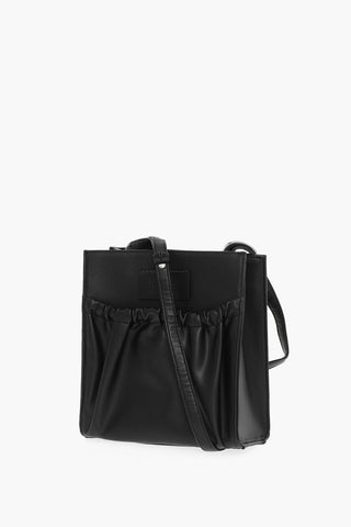 MM6 Faux Leather Tote Bag with ruched Pocket
