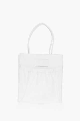 MM6 Faux Leather Tote Bag with ruched Pocket