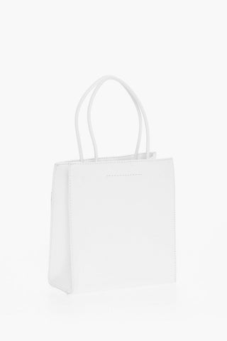 MM6 Faux Leather Tote Bag with ruched Pocket