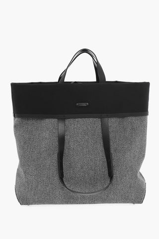 MM11 Borsa Tote in Cotone con Rifiniture in Pelle