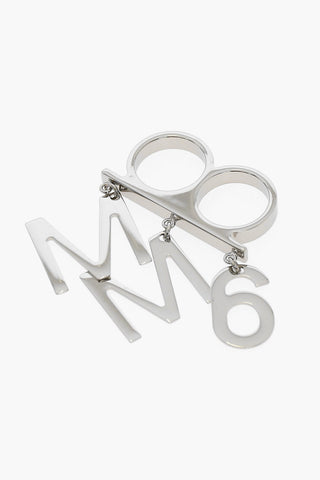 MM6 Silver-Tone Brass Double Ring with Pendants