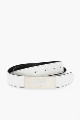 MM11 Reversible Leather Belt with Silver-Tone Buckle 30mm