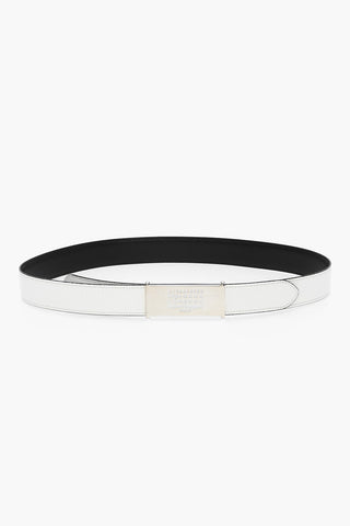 MM11 Reversible Leather Belt with Silver-Tone Buckle 30mm