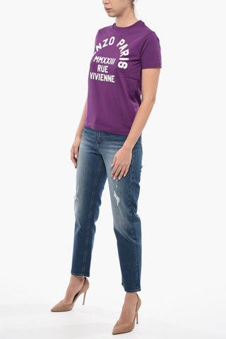 T-Shirt Girocollo RUE VIVIENNE con Stampa in Velour