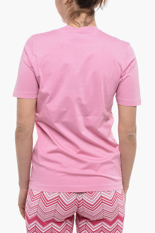 Crew Neck Cotton T-Shirt with Front Print