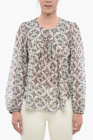 Long Sleeved Printed Silk Blouse